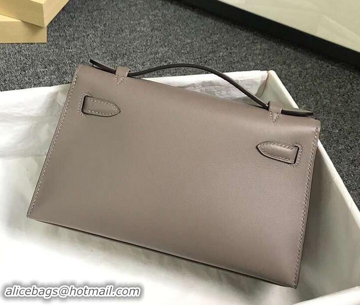 Discount Hermes Kelly 22 Clutch Bag In Original Swift Leather 601011 Gray