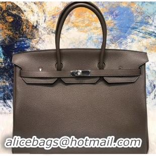 Top Quality HERMES BIRKIN 40 Graphite IN ORIGINAL TOGO LEATHER WITH SILVER HARDWARE 601026