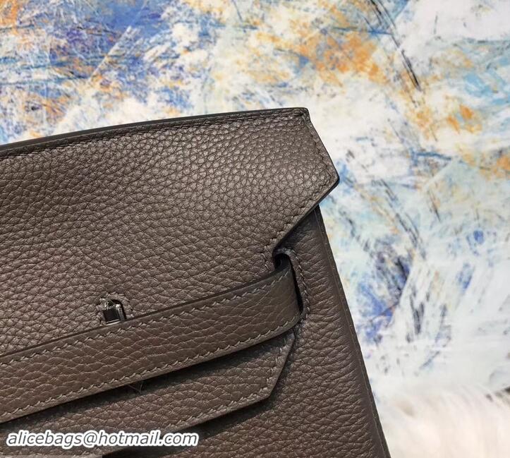 Top Quality HERMES BIRKIN 40 Graphite IN ORIGINAL TOGO LEATHER WITH SILVER HARDWARE 601026