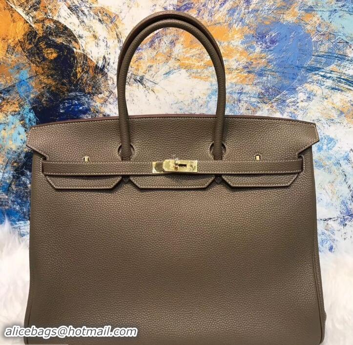 Shop HERMES BIRKIN 40 ELEPHANT GRAY IN ORIGINAL TOGO LEATHER WITH GOLD HARDWARE 601027