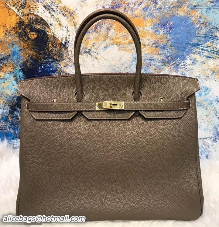 Shop HERMES BIRKIN 40 ELEPHANT GRAY IN ORIGINAL TOGO LEATHER WITH GOLD HARDWARE 601027