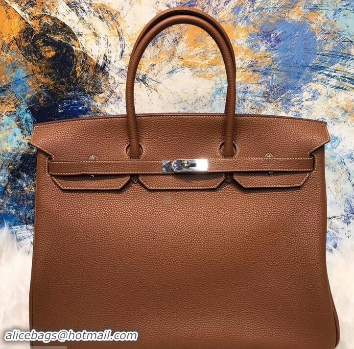 Best Quality HERMES BIRKIN 40 CAMEL IN ORIGINAL TOGO LEATHER WITH SILVER HARDWARE 601030