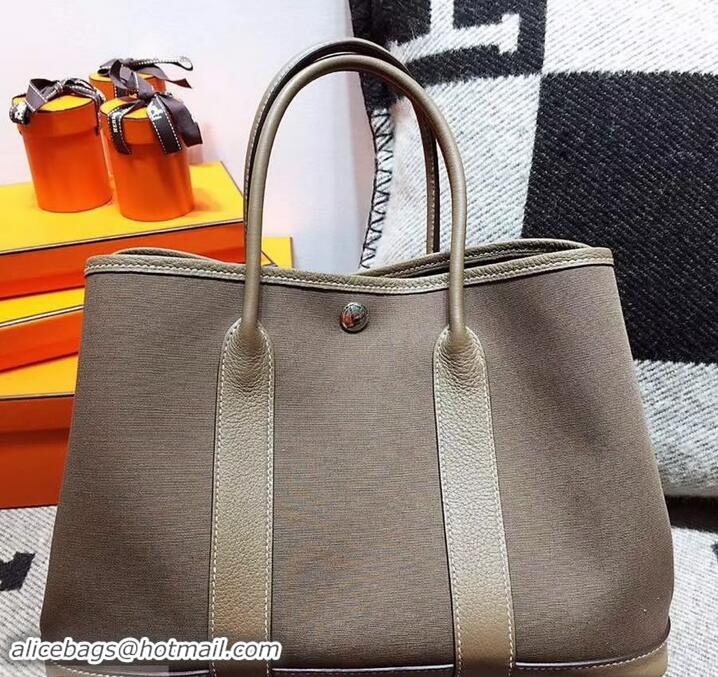 Pretty Style Hermes Canvas Garden Party 36 Bag 601035 Tan/Etoupe