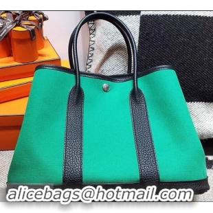 1:1 aaaaa Hermes Canvas Garden Party 36 Bag 601035 Green/Black