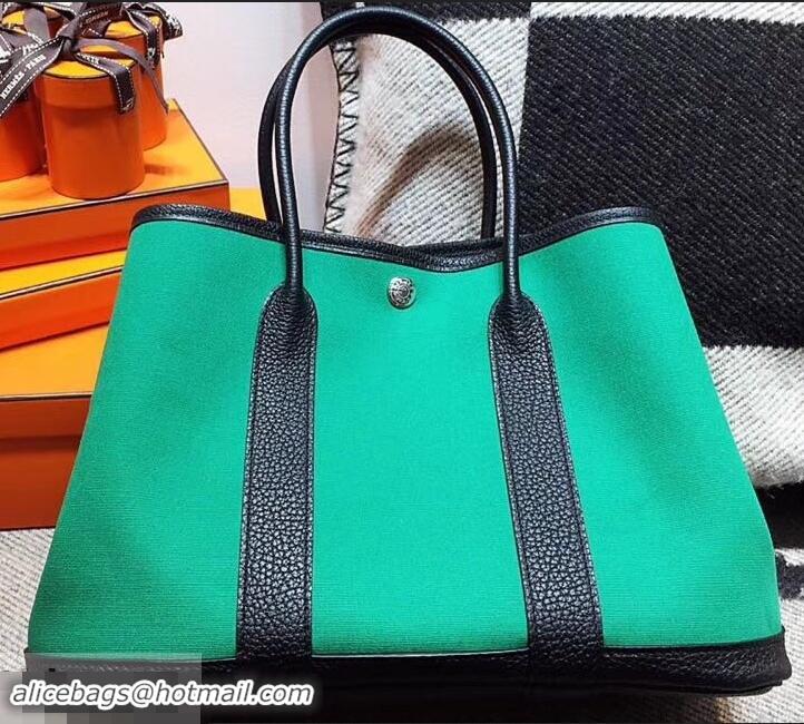 1:1 aaaaa Hermes Canvas Garden Party 36 Bag 601035 Green/Black