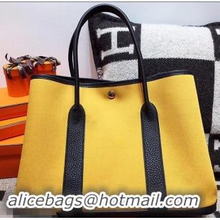 Hot Style Hermes Canvas Garden Party 36 Bag 601035 Yellow/Black