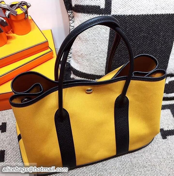 Hot Style Hermes Canvas Garden Party 36 Bag 601035 Yellow/Black