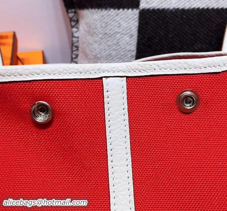 Unique Style Hermes Canvas Garden Party 36 Bag 601035 Red/White