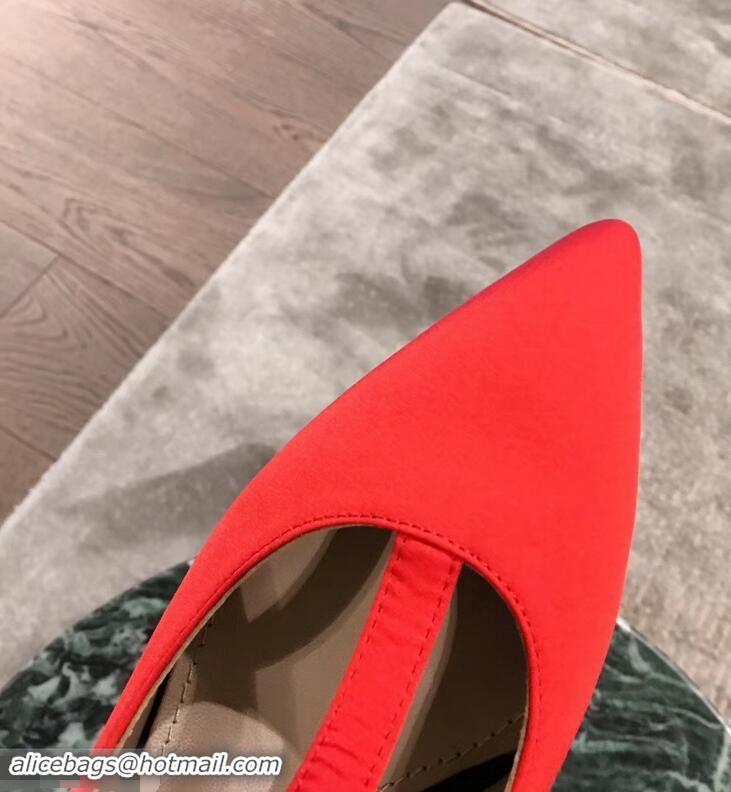 Imitation Prada Embellishment Heel Button Pumps P93301 Red 2019