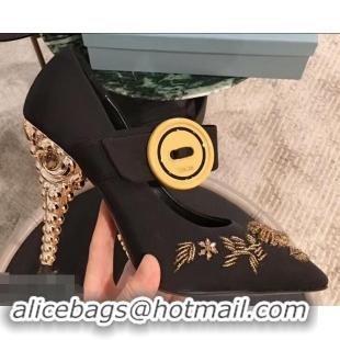 Cheap Prada Beaded Embellishment Mary Jane Pumps P93304 Black 2019