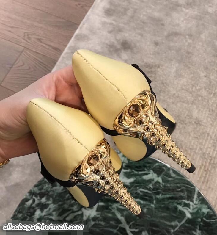 Buy Imitation Prada Beaded Embellishment Mary Jane Pumps P93304 Yellow 2019