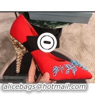 Buy Discount Prada Beaded Embellishment Mary Jane Pumps P93304 Red 2019