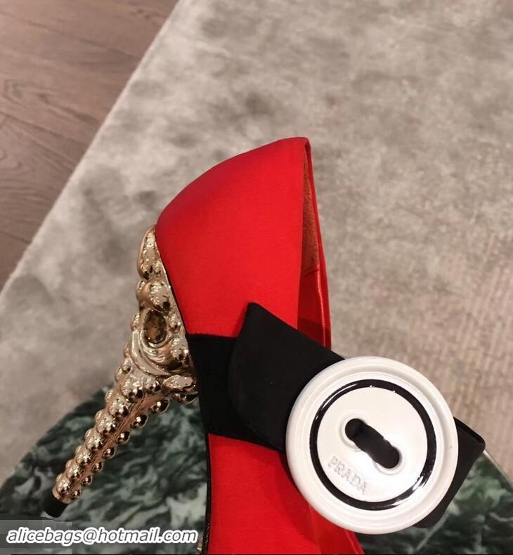 Buy Discount Prada Beaded Embellishment Mary Jane Pumps P93304 Red 2019