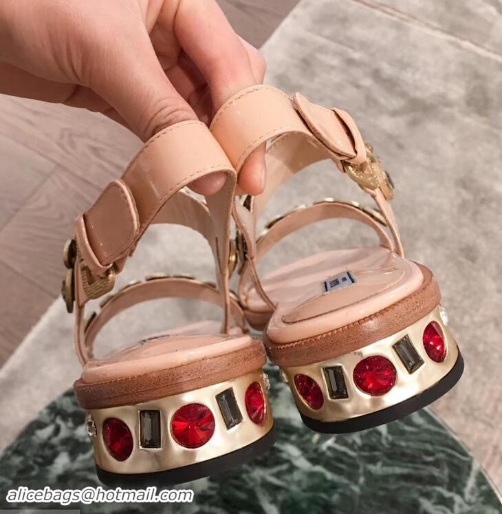 Shop Cheapest Prada Beaded Embellishment Sandals P93307 Nude Pink 2019