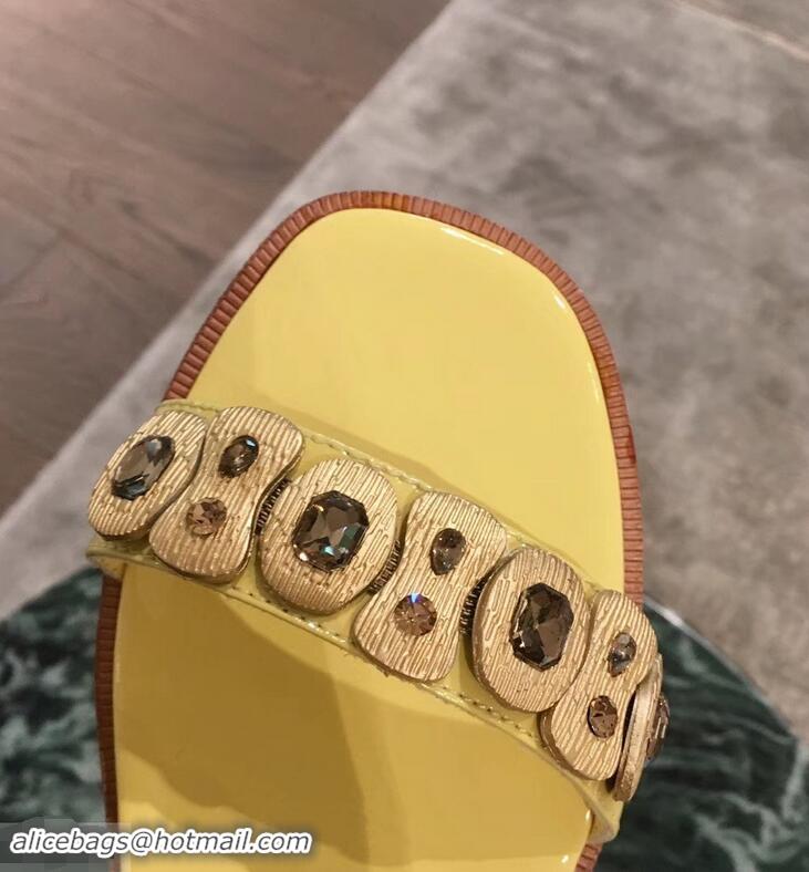 Imitation Prada Beaded Embellishment Sandals P93307 Yellow 2019