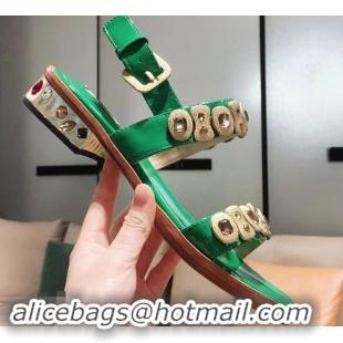 Imitation Prada Beaded Embellishment Sandals P93307 Green 2019