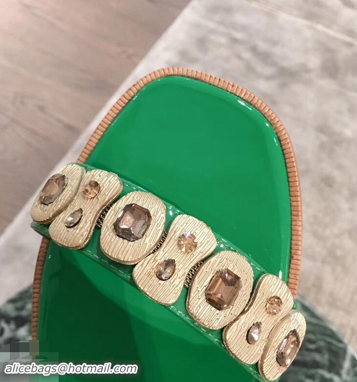 Imitation Prada Beaded Embellishment Sandals P93307 Green 2019