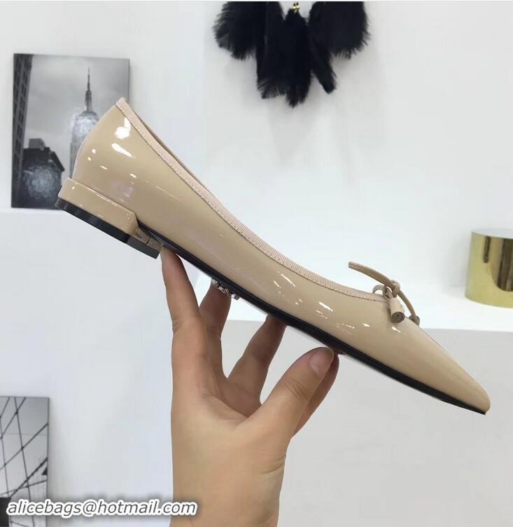 Fashion Collection Prada Ballerinas Flats P93713 Nude with Bow 2019