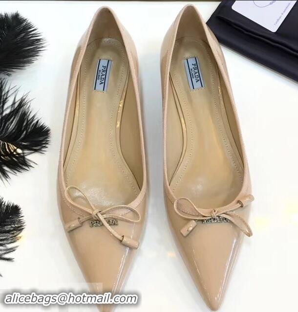 Fashion Collection Prada Ballerinas Flats P93713 Nude with Bow 2019