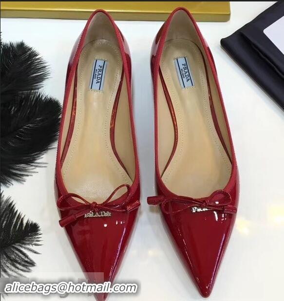 Spot Bulk Prada Ballerinas Flats P93713 Red with Bow 2019