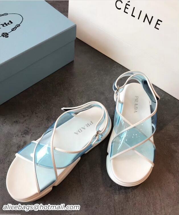 Inexpensive Prada Cloudbust PVC Sandals P94401 Turquoise 2019