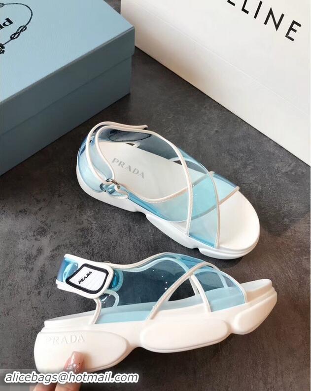 Inexpensive Prada Cloudbust PVC Sandals P94401 Turquoise 2019