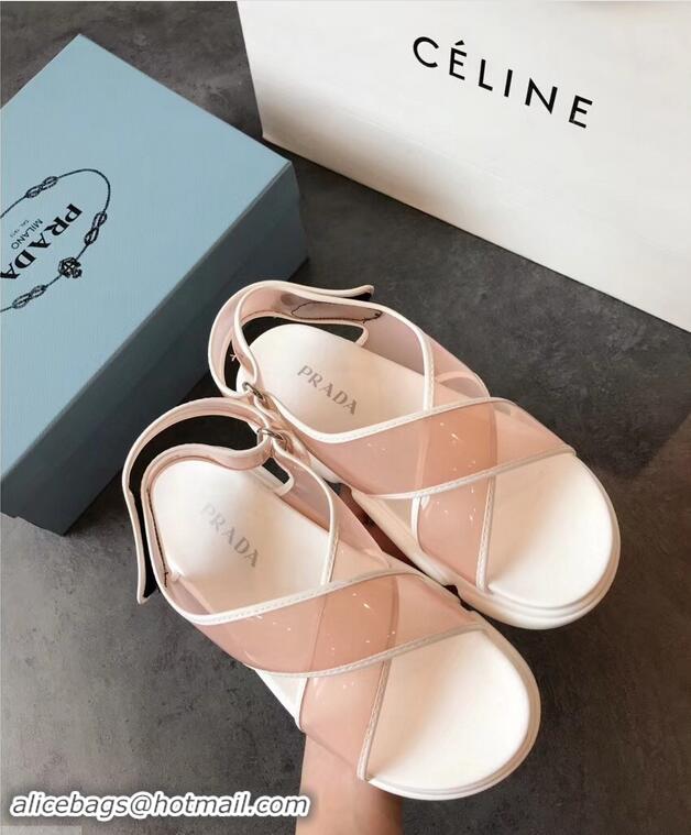 Reproduction Prada Cloudbust PVC Sandals P94401 Nude Pink 2019