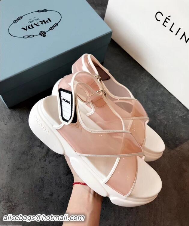 Reproduction Prada Cloudbust PVC Sandals P94401 Nude Pink 2019