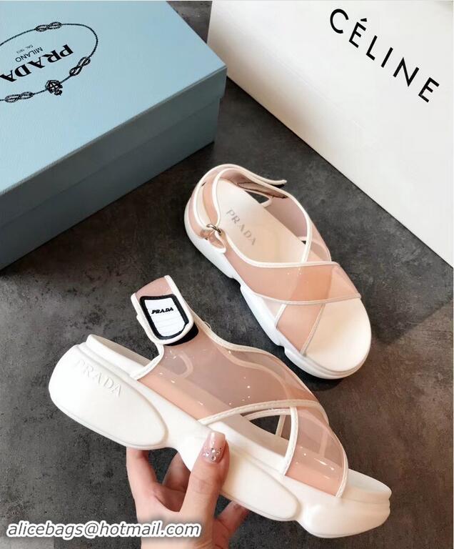 Reproduction Prada Cloudbust PVC Sandals P94401 Nude Pink 2019