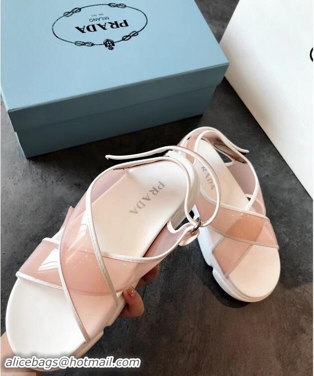 Reproduction Prada Cloudbust PVC Sandals P94401 Nude Pink 2019