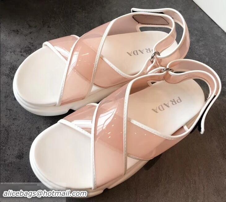 Reproduction Prada Cloudbust PVC Sandals P94401 Nude Pink 2019