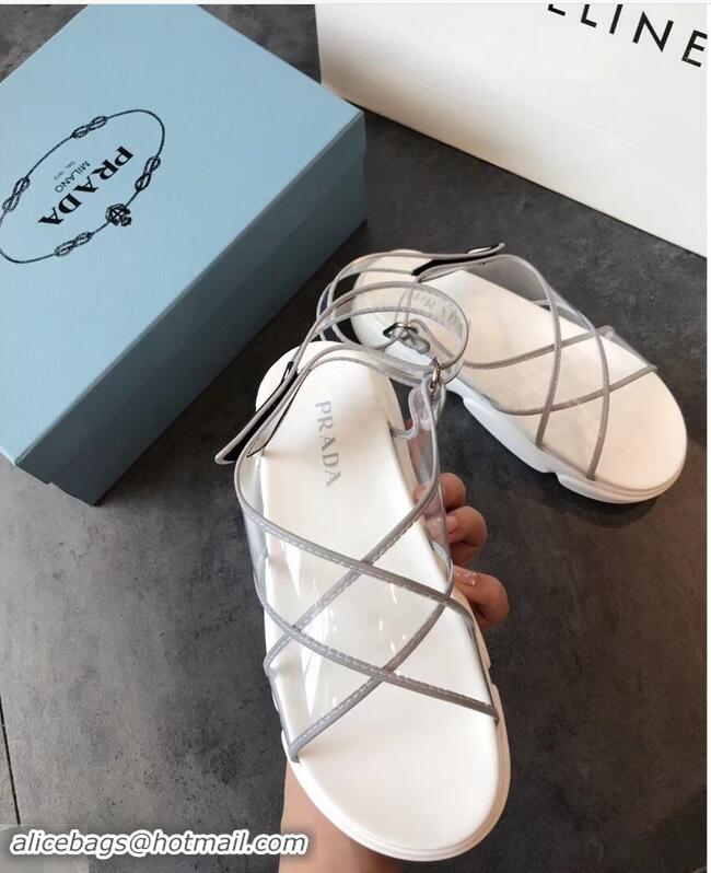 Duplicate Prada Cloudbust PVC Sandals P94401 Gray 2019