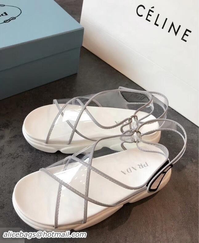 Duplicate Prada Cloudbust PVC Sandals P94401 Gray 2019