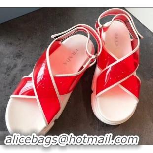 Discount Prada Cloudbust PVC Sandals P94401 Red 2019