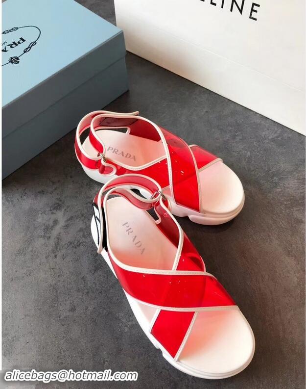 Discount Prada Cloudbust PVC Sandals P94401 Red 2019