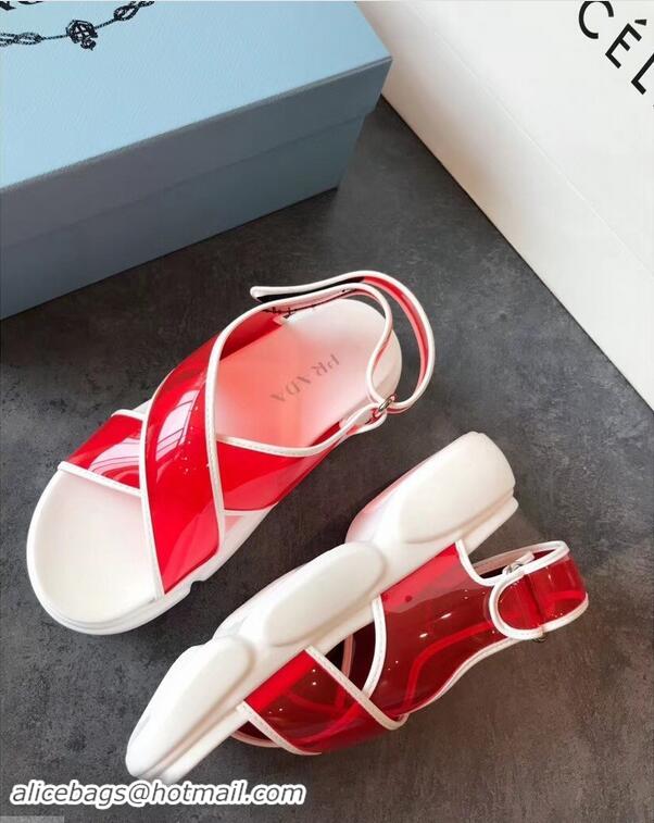 Discount Prada Cloudbust PVC Sandals P94401 Red 2019