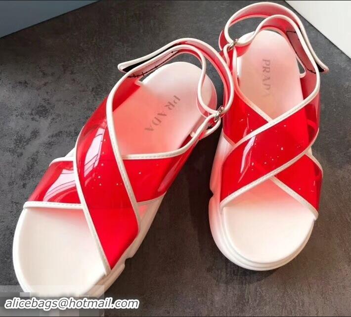 Discount Prada Cloudbust PVC Sandals P94401 Red 2019