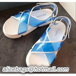 Elegant Design Prada Cloudbust PVC Sandals P94401 Blue 2019