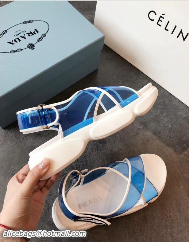 Elegant Design Prada Cloudbust PVC Sandals P94401 Blue 2019