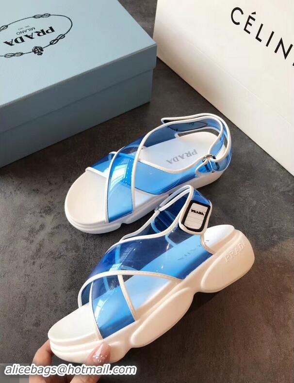 Elegant Design Prada Cloudbust PVC Sandals P94401 Blue 2019