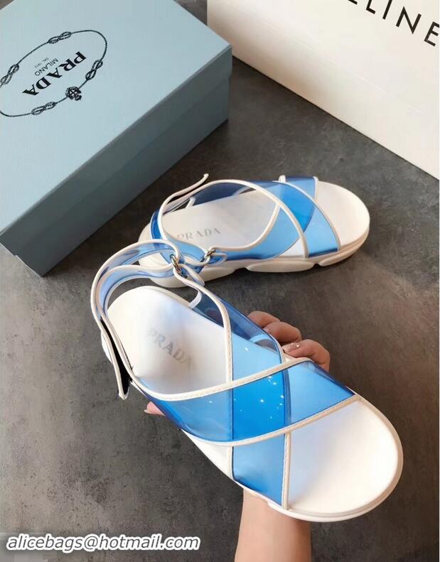 Elegant Design Prada Cloudbust PVC Sandals P94401 Blue 2019