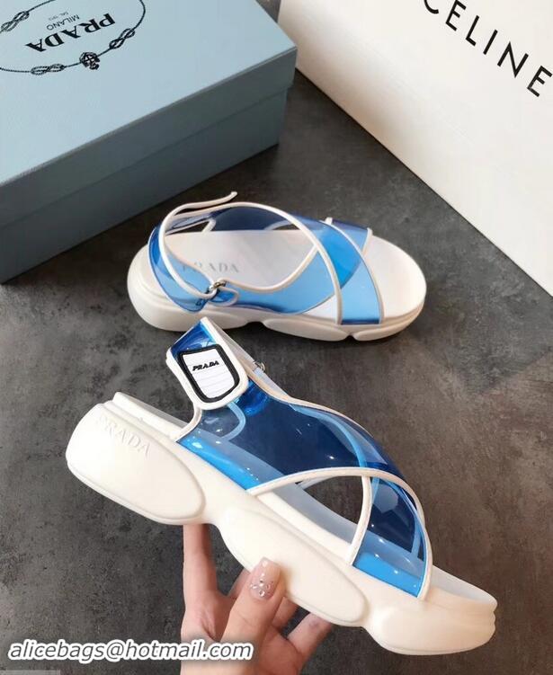 Elegant Design Prada Cloudbust PVC Sandals P94401 Blue 2019