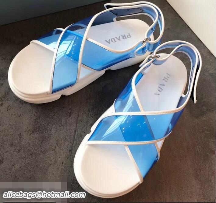 Elegant Design Prada Cloudbust PVC Sandals P94401 Blue 2019