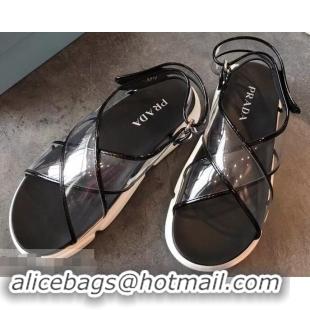 Cheapest Prada Cloudbust PVC Sandals P94401 Black 2019