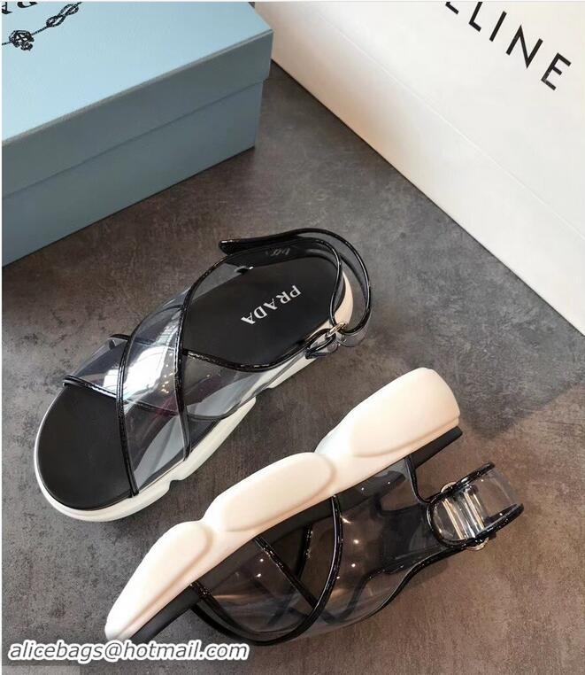 Cheapest Prada Cloudbust PVC Sandals P94401 Black 2019