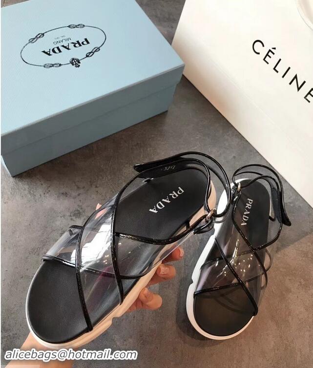 Cheapest Prada Cloudbust PVC Sandals P94401 Black 2019