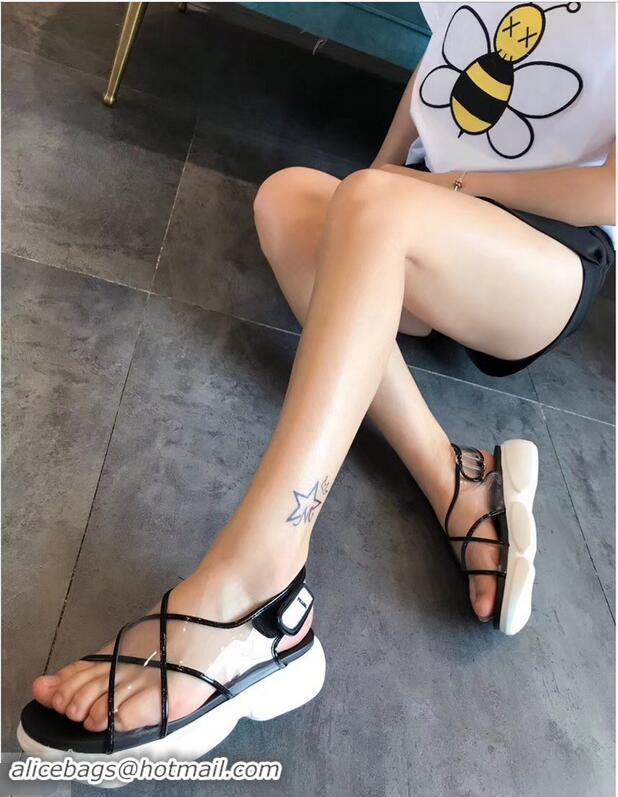 Cheapest Prada Cloudbust PVC Sandals P94401 Black 2019