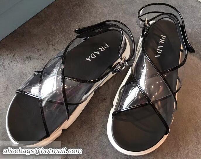 Cheapest Prada Cloudbust PVC Sandals P94401 Black 2019