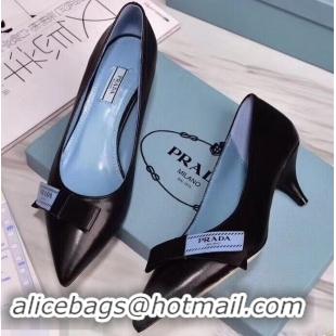 High Quality Prada Heel 5cm Logo Leather Pumps P94807 Black