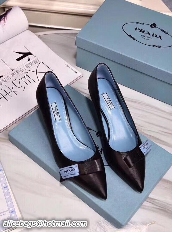 High Quality Prada Heel 5cm Logo Leather Pumps P94807 Black